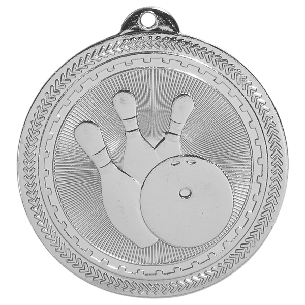 Bright Silver 2" Bowling Laserable BriteLazer Medal
