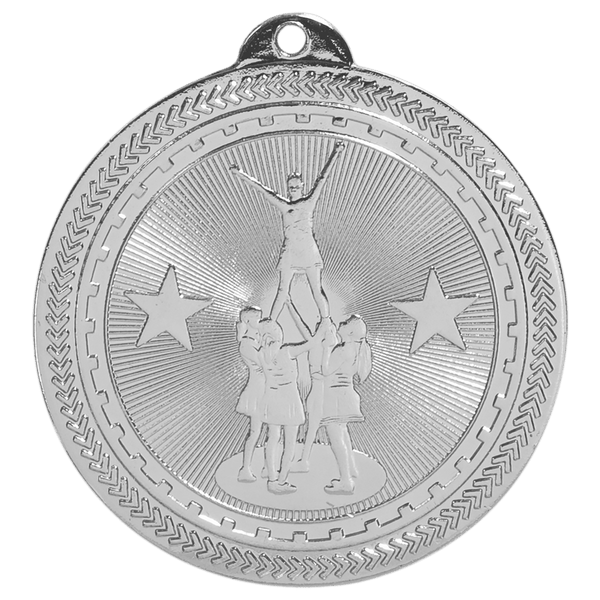 Bright Silver 2" Competitive Cheer Laserable BriteLazer Medal