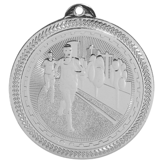 Bright Silver 2" Cross Country Laserable BriteLazer Medal