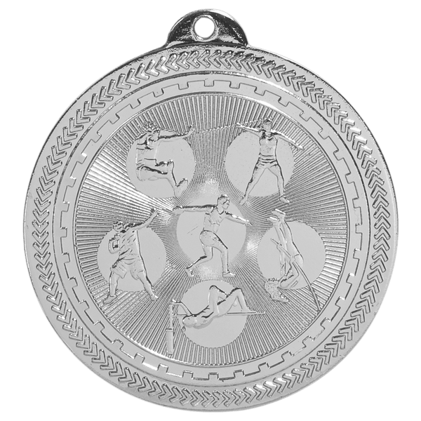 Bright Silver 2" Field Events Laserable BriteLazer Medal