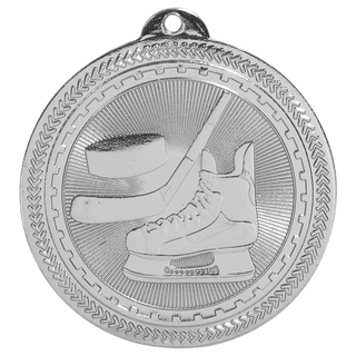 Bright Silver 2" Hockey Laserable BriteLazer Medal