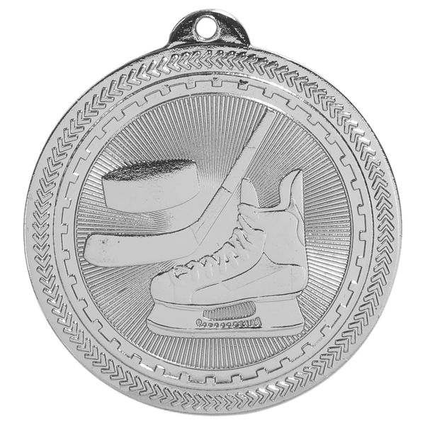 Bright Silver 2" Hockey Laserable BriteLazer Medal
