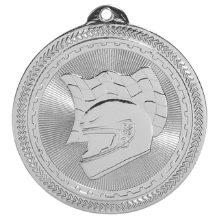 Bright Silver 2" Racing Laserable BriteLazer Medal