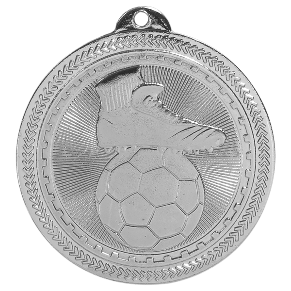Bright Silver 2" Soccer Laserable BriteLazer Medal