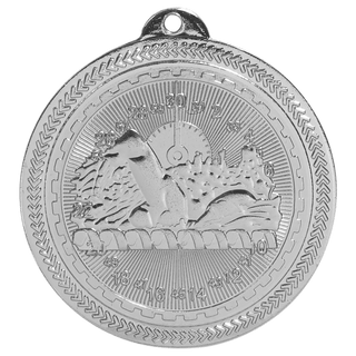 Bright Silver 2" Swimming Laserable BriteLazer Medal