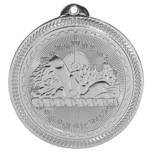 Bright Silver 2" Swimming Laserable BriteLazer Medal
