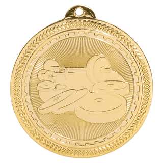 Bright Gold 2" Weightlifting Laserable BriteLazer Medal
