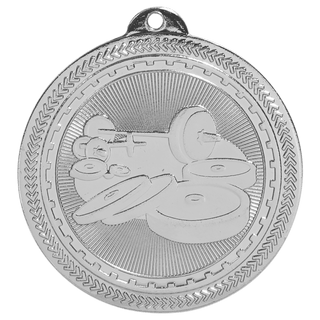 Bright Silver 2" Weightlifting Laserable BriteLazer Medal
