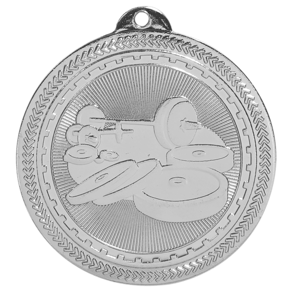 Bright Silver 2" Weightlifting Laserable BriteLazer Medal