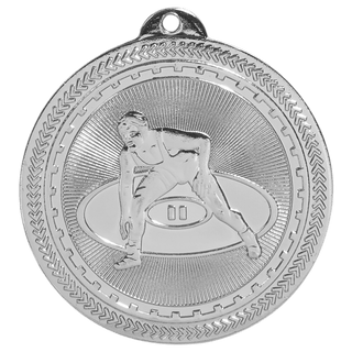 Bright Silver 2" Wrestling Laserable BriteLazer Medal