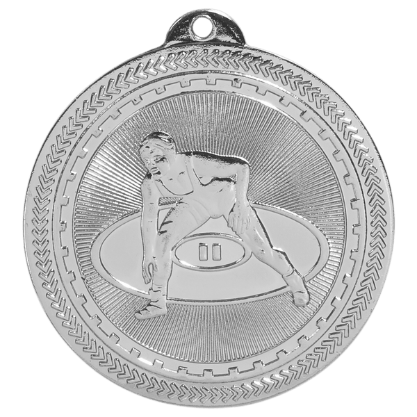 Bright Silver 2" Wrestling Laserable BriteLazer Medal