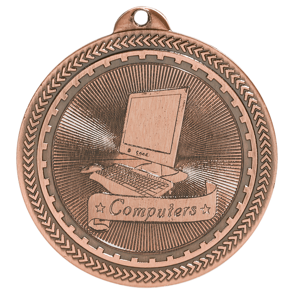 Antique Bronze 2" Computers Laserable BriteLazer Medal
