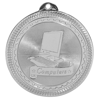 Bright Silver 2" Computers Laserable BriteLazer Medal