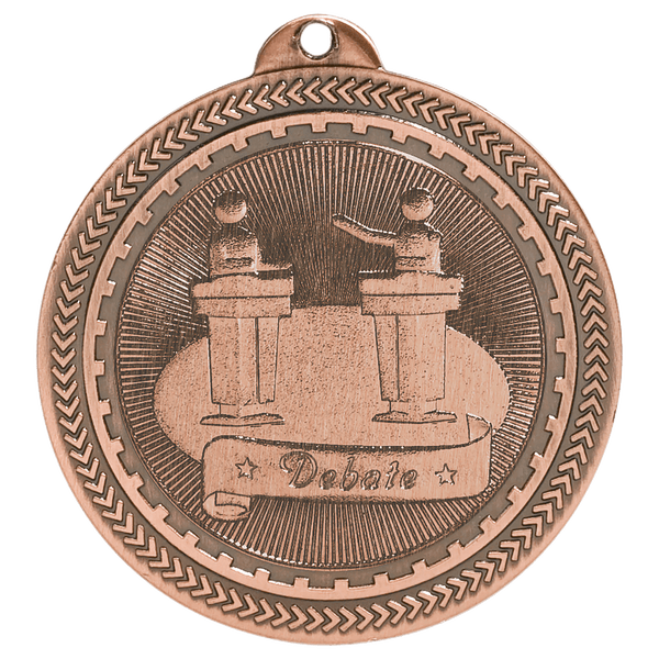 Antique Bronze 2" Debate Laserable BriteLazer Medal