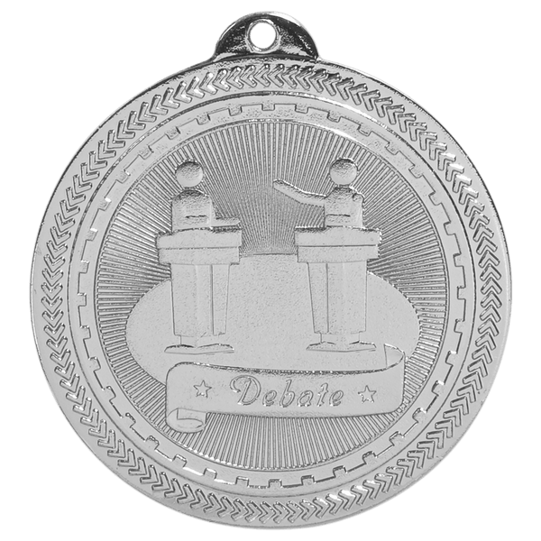 Bright Silver 2" Debate Laserable BriteLazer Medal