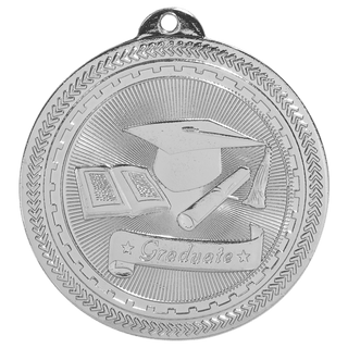 Bright Silver 2" Graduate Laserable BriteLazer Medal