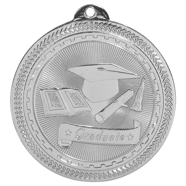 Bright Silver 2" Graduate Laserable BriteLazer Medal