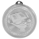 Bright Silver 2" Lamp of Knowledge Laserable BriteLazer Medal