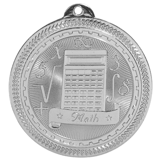 Bright Silver 2" Math Laserable BriteLazer Medal