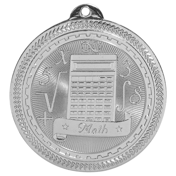 Bright Silver 2" Math Laserable BriteLazer Medal