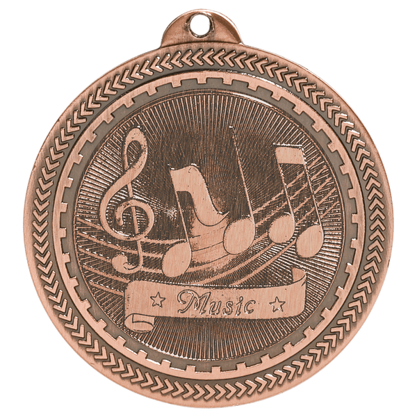 Antique Bronze 2" Music Laserable BriteLazer Medal
