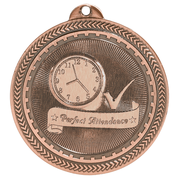 Antique Bronze 2" Perfect Attendance Laserable BriteLazer Medal