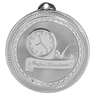 Bright Silver 2" Perfect Attendance Laserable BriteLazer Medal