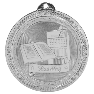 Bright Silver 2" Reading Laserable BriteLazer Medal