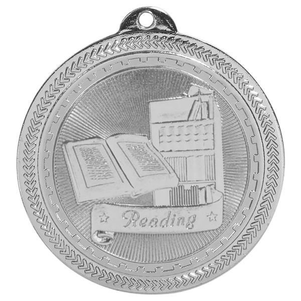 Bright Silver 2" Reading Laserable BriteLazer Medal