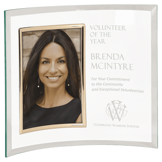 12" x 10" Jade Glass Crescent with 5" x 7" Picture Frame
