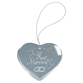 3" Clear Heart Glass Ornament with Silver String
