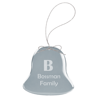3" Clear Bell Glass Ornament with Silver String