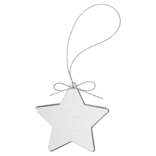 3 1/4" Clear Star Glass Ornament with Silver String