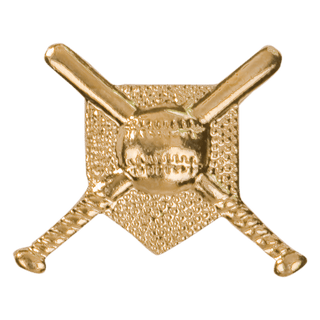 Gold Crossed Bats Metal Chenille Letter Insignia