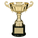 Gold 8 1/2" Completed Metal Cup Trophy on Plastic Base