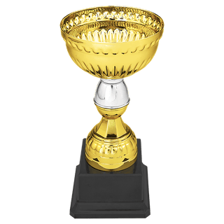 7" Gold & Silver Metal Cup with Plastic Stem and Base