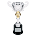 Silver 8 3/4" Completed Metal Cup Trophy on Plastic Base
