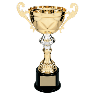 Gold 11 1/2" Completed Metal Cup Trophy on Plastic Base