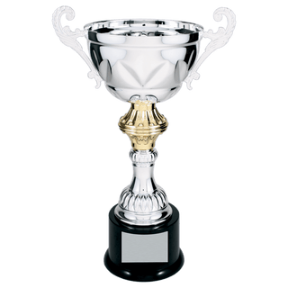 Silver 13" Completed Metal Cup Trophy on Plastic Base