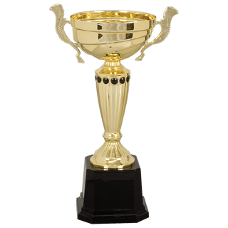 Gold 2 11 1/2" Completed Metal Cup Trophy on Plastic Base