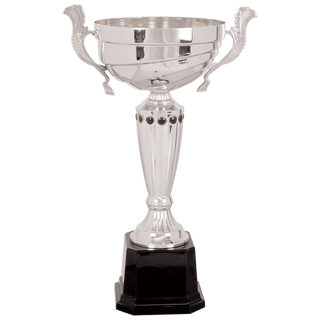 Silver 3 14 1/2" Completed Metal Cup Trophy on Plastic Base