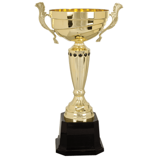 Gold 15 1/2" Completed Metal Cup Trophy on Plastic Base