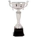 Silver 15 1/2" Completed Metal Cup Trophy on Plastic Base