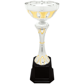 Silver/Gold 2 12" Completed Metal Cup Trophy on Plastic Base