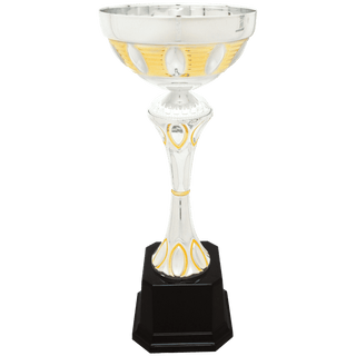 13 1/2" Silver/Gold Completed Metal Cup Trophy on Plastic Base