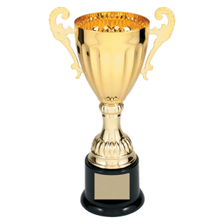 Gold 2 8 3/4" Completed Metal Cup Trophy on Plastic Base