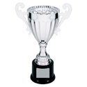Silver 9 3/4" Completed Metal Cup Trophy on Plastic Base