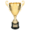 Gold 13 1/4" Completed Metal Cup Trophy on Plastic Base