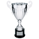 Silver 13 1/4" Completed Metal Cup Trophy on Plastic Base