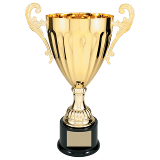 Gold 2 14 1/2" Completed Metal Cup Trophy on Plastic Base